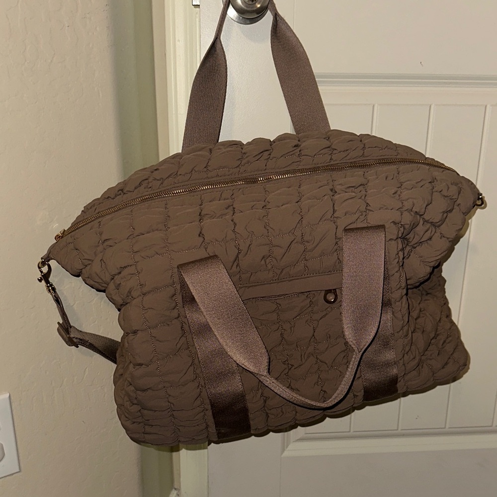 Brown Quilted Duffel Bag